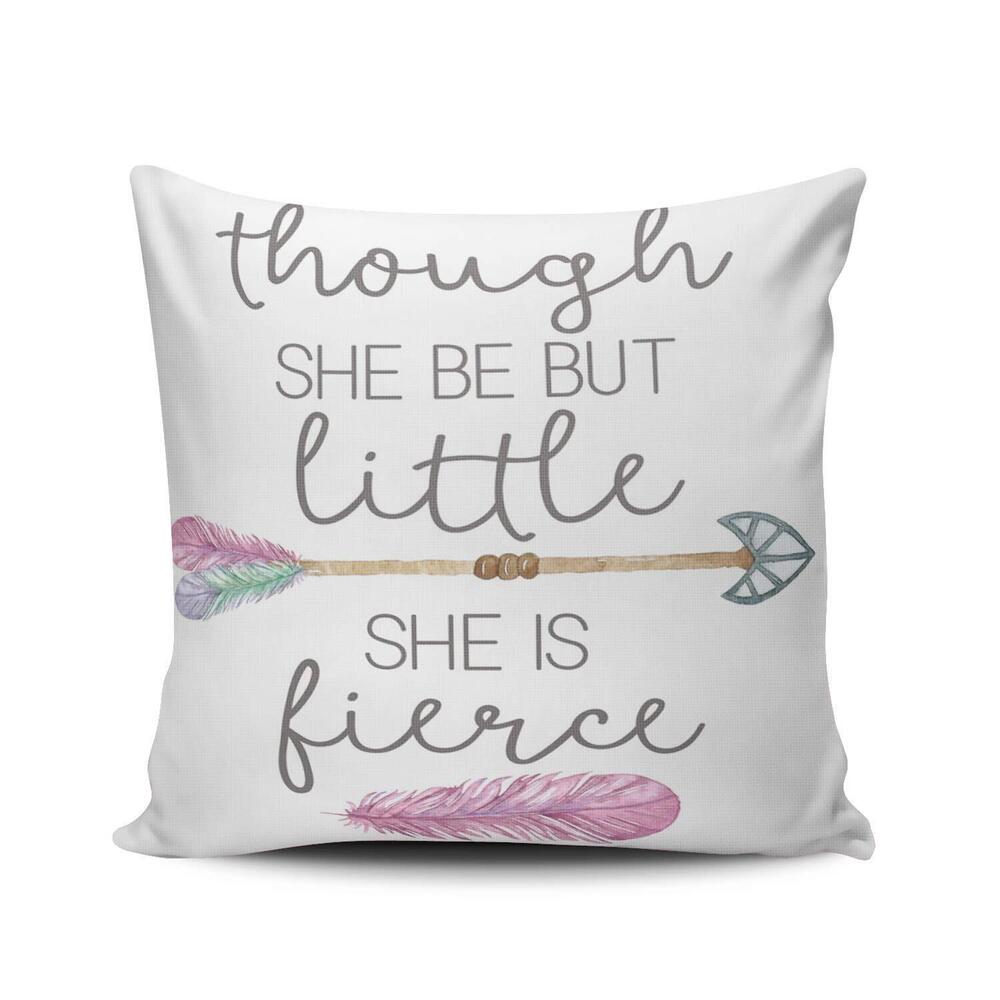 2208 Decorative Throw Pillow Case Purple and White Nursery Little Fierce